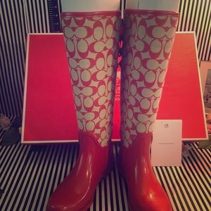 Coach Red Tristee Rain Boots